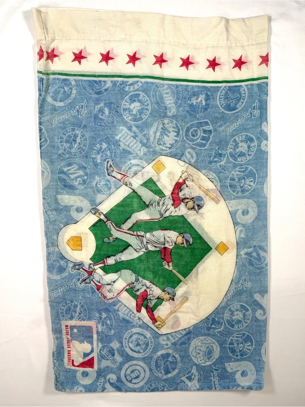 VINTAGE THE BIBB COMPANY MLB LogosBaseball Pillowcase 1994 Made In USA 90s Retro